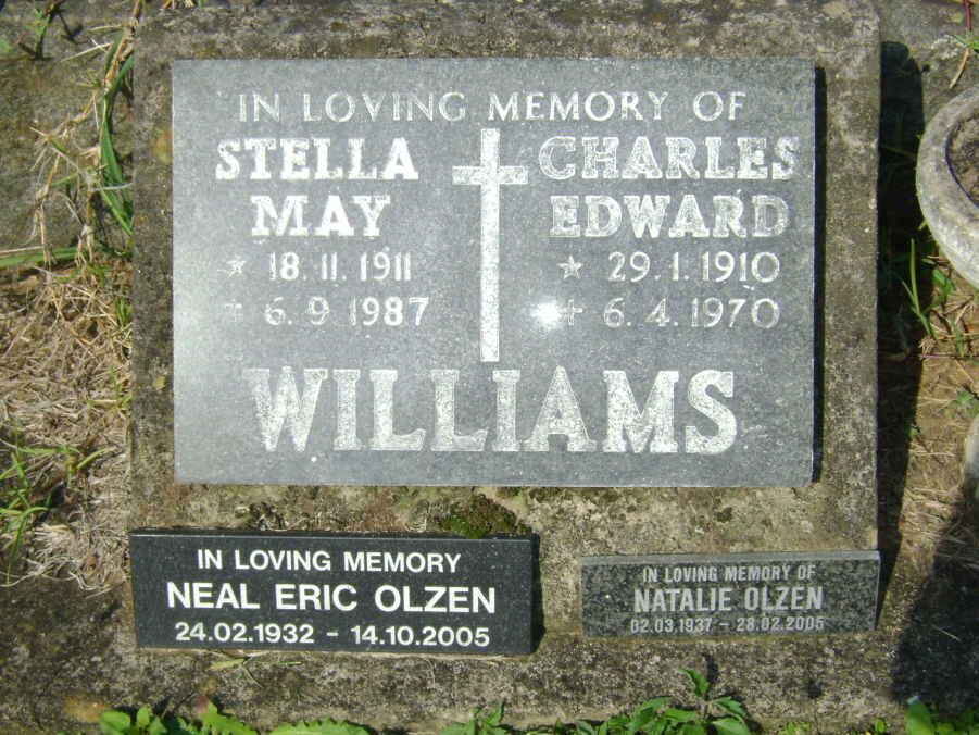 WILLIAMS Charles Edward 1910-1970 &amp; Stella May 1911-1987 :: OLZEN Neil Eric 1932-2005 &amp; Natalie 1937-2005