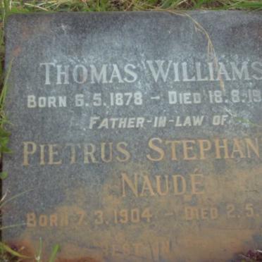 WILLIAMS Thomas 1878-1956 :: NAUDÉ Pietrus Stephanus 1904-1969