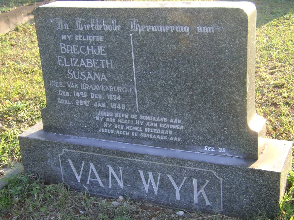 WYK Brechje Elizabeth Susana, van nee van KRAAYENBURG 1894-1948