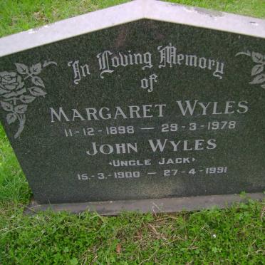 WYLES John 1900-1991 &amp; Margaret 1898-1978