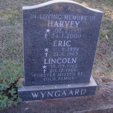 WYNGAARD Harvey 1931-2000 :: WYNGAARD Eric 1959-1963 :: WYNGAARD Lincoln 1963-1966