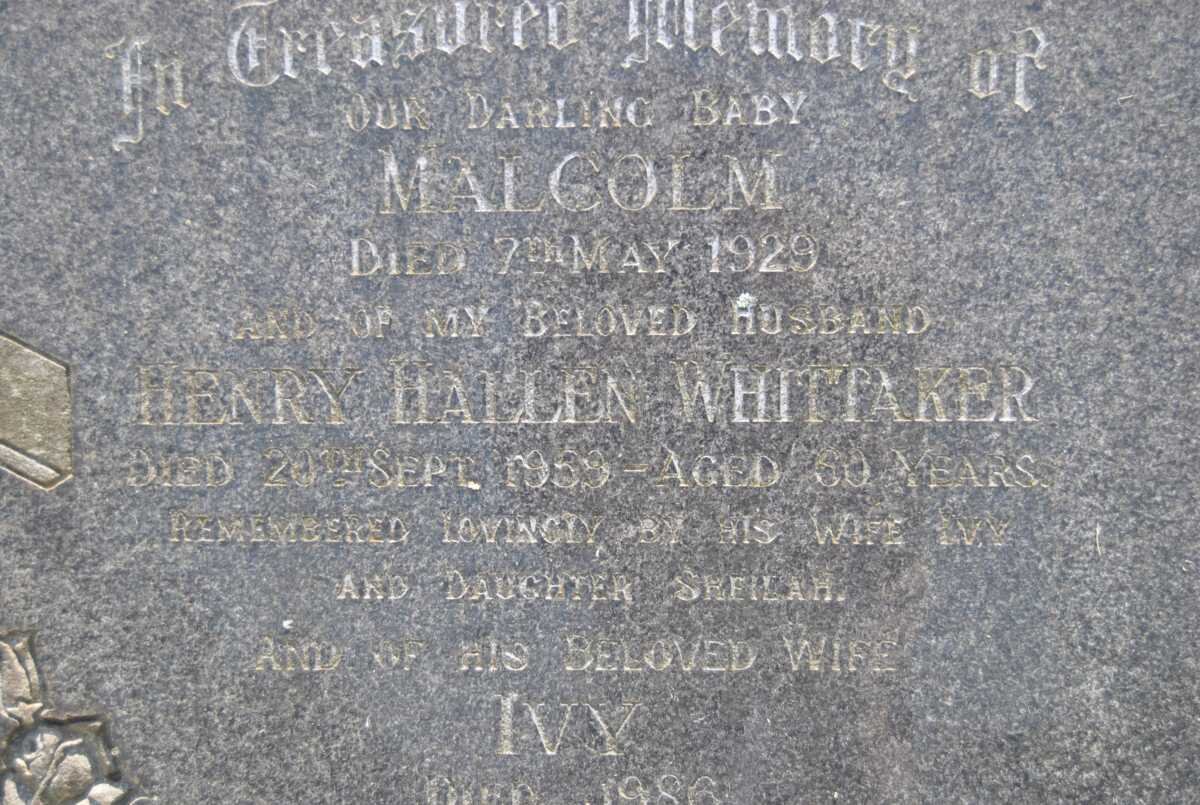 WHITTAKER Henry Hallen -1959 &amp; Ivy -1986 :: WHITTAKER Malcolm -1929