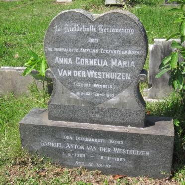 WESTHUIZEN Gabriel Anton, van der 1928-1967 &amp; Anna Cornelia Maria WESSELS 1931-1963