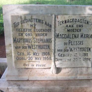 WESTHUIZEN Marthinus Stephanus, van der 1908-1958 &amp; Magdalena Mara Du PLESSIS 1911-1996