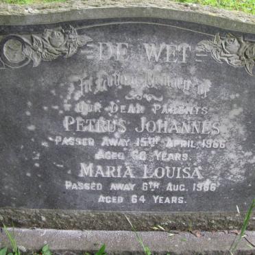 WET Petrus Johannes, de -1966 &amp; Maria Louisa -1966