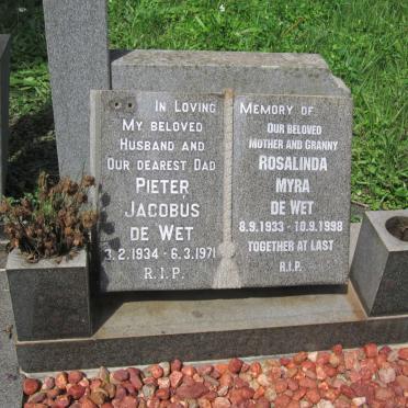 WET Pieter Jacobus, de 1934-1971 &amp; Rosalinda Myra 1933-1998