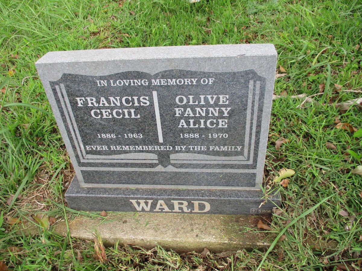 WARD Francis Cecil -1963 &amp; Olive Fanny Alice -1970