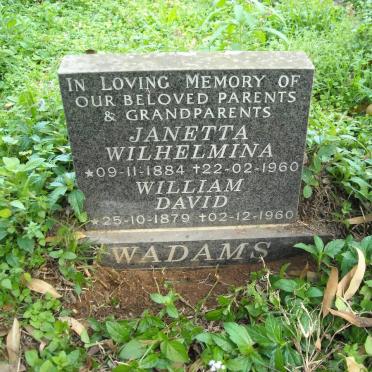 WADAMS William David 1879-1960 &amp; Janetta Wilhelmina 1884-1960