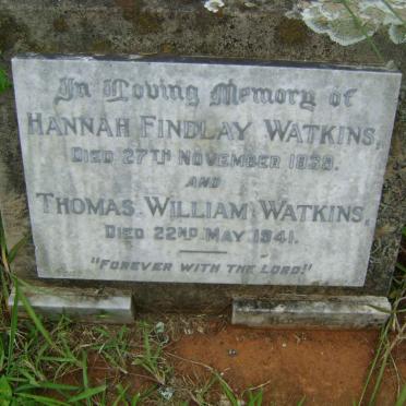 WATKINS Thomas William -1941 &amp; Hannah Findlay -1939