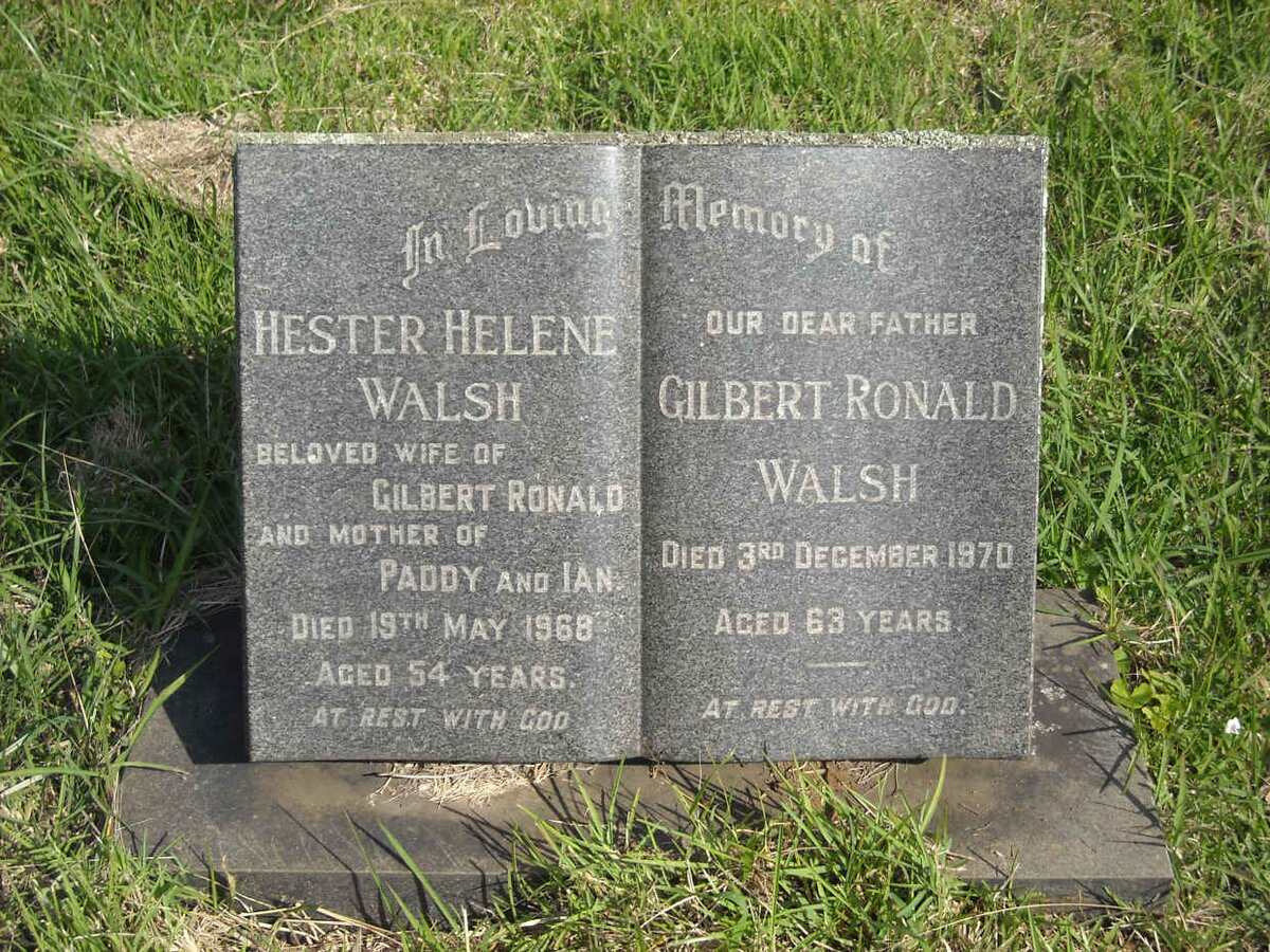 WALSH Gilbert Ronald -1970 &amp; Hester Helene -1968