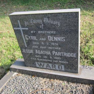 WARD Cyril -1974 :: WARD Dennis -1974 :: WARD Jessie Agatha Partridge -1985