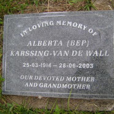 WAAL Alberta, van de, KARSSING 1914-2003