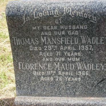 WADLEY Thomas Mansfield -1957 &amp; Florence Maud -1966