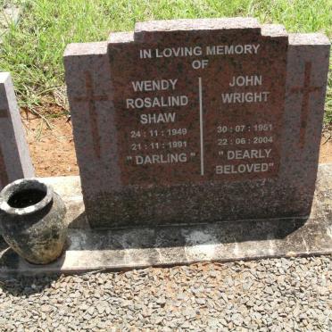 WRIGHT John 1951-2004 &amp; Wendy Rosalind Shaw 1949-1991