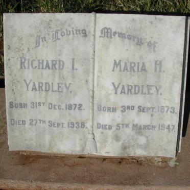 YARDLEY Richard I. 1872-1938 &amp; Maria H. 1873-1947