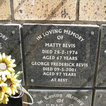 BEVIS George Frederick -2001 &amp; Matty -1976