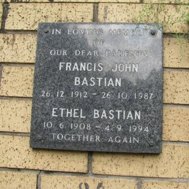 BASTIAN Francis John 1912-1987 &amp; Ethel 1908-1994