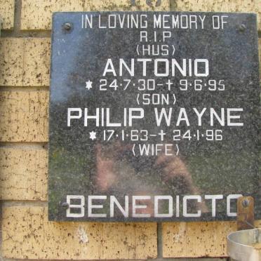 BENEDICTO Antonio 1930-1995 :: BENEDICTO Phillip Wayne 1963-1996