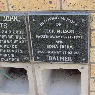 BALMER Cecil Nelson -1977 &amp; Edna Freda -2003