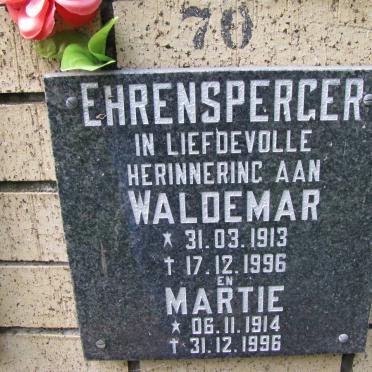 EHRENSPERCER Waldemar 1913-1996 &amp; Martie 1914-1996