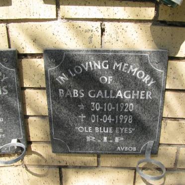 GALLAGHER Babs 1920-1998