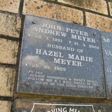MEYER John Peter Andrew 1921-2002 &amp; Hazel Marie 1922-