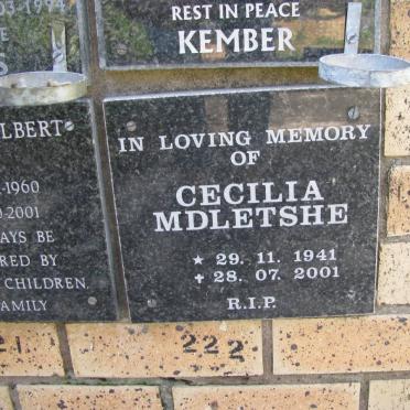 MDLETSHE  Cecilia 1941-2001