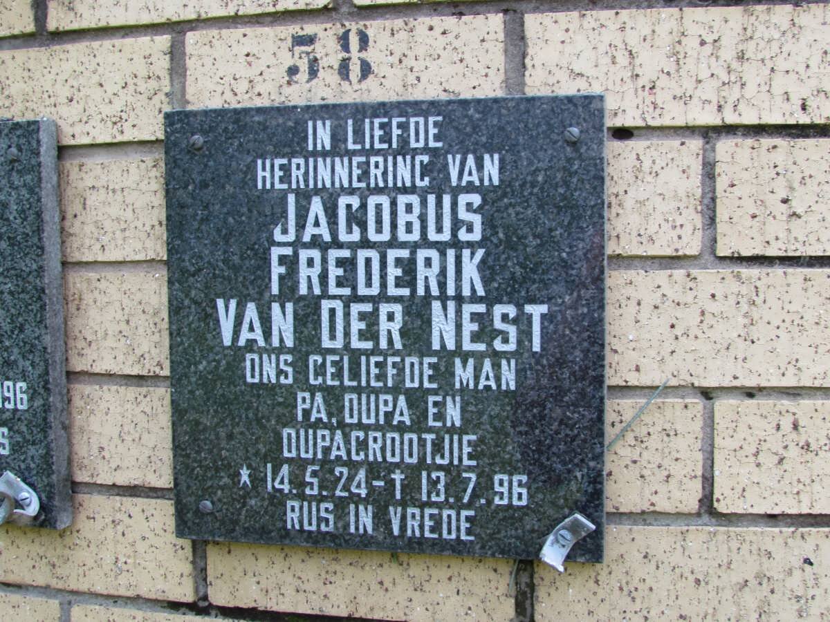 NEST Jacobus Frederik, van der 1924-1996