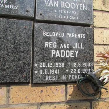 PADDEY Reg 1938-2003 &amp; Jill 1941-2003