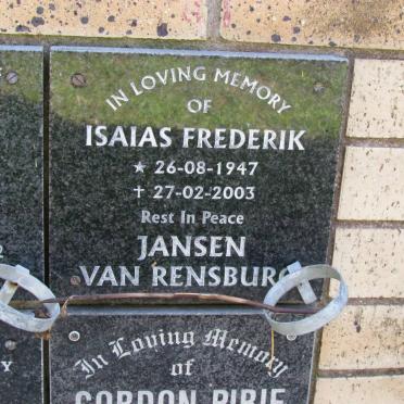 RENSBURG Isaias Frederik, Jansen van 1947-2003