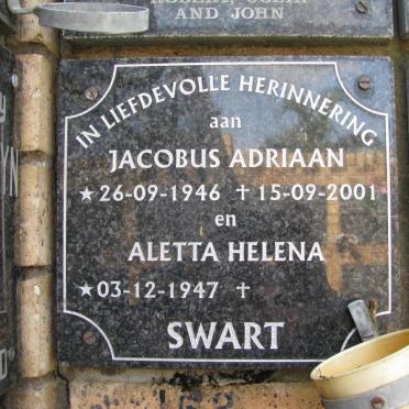 SWART Jacobus Adriaan 1946-2001 &amp; Aletta Helena 1947-