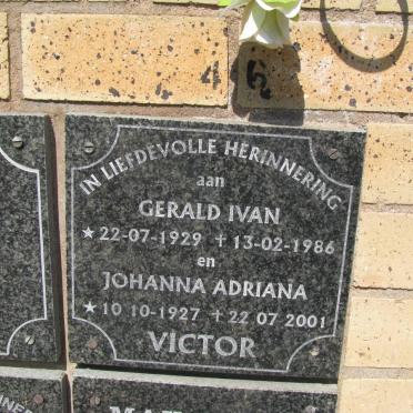 VICTOR Gerald Ivan 1929-1986 &amp; Johanna Adriana 1927-2001