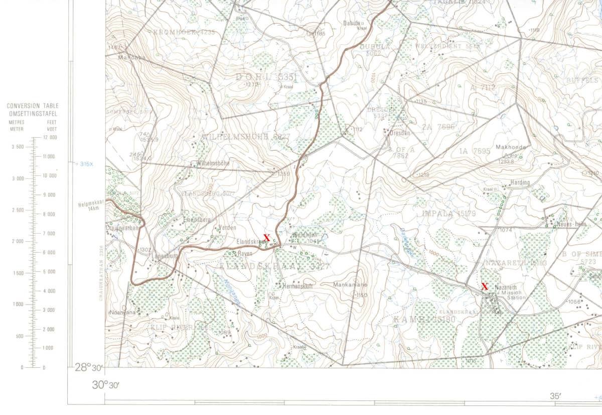 3. Map Elandskraal, Natal