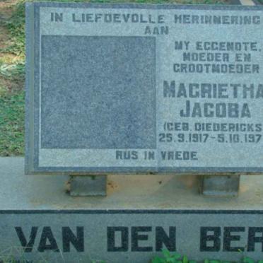 BERG Magrietha Jacoba, van den nee DIEDERICKS 1917-1978