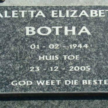 BOTHA Aletta Elizabeth 1944-2005