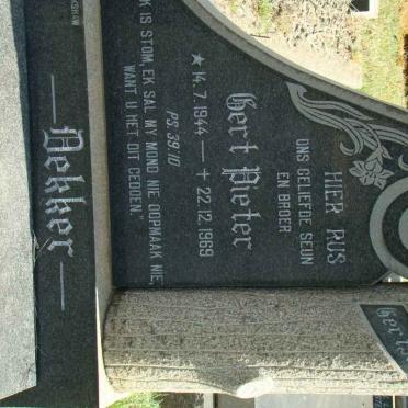 DEKKER Gert Pieter 1944-1969