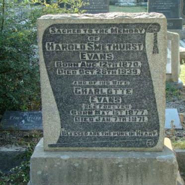EVANS Harold Smethurst 1870-1939 &amp; Charlotte FORSTER 1877-1971