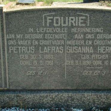 FOURIE Petrus Lafras 1889-1961 &amp; Susanna Hermina PITCHER 1890-1974