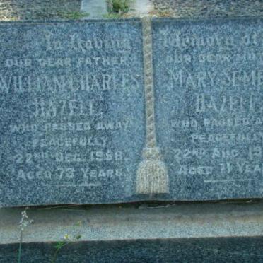 HAZELL William Charles -1958 &amp; Mary Semple -1958