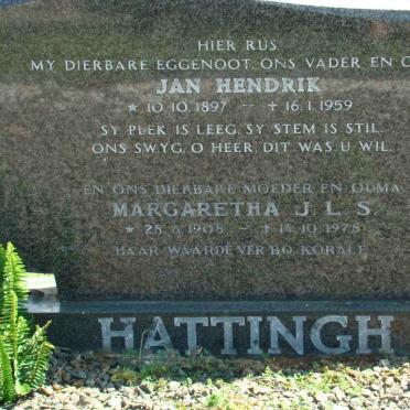 HATTINGH Jan Hendrik 1897-1959 &amp; Margaretha J.L.S. 1908-1978