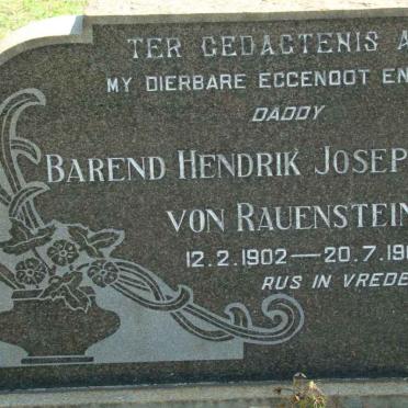 RAUENSTEIN Barend Hendrik Josephus, von 1902-1963