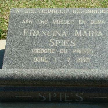 SPIES Francina Maria nee DU PREEZ -1943