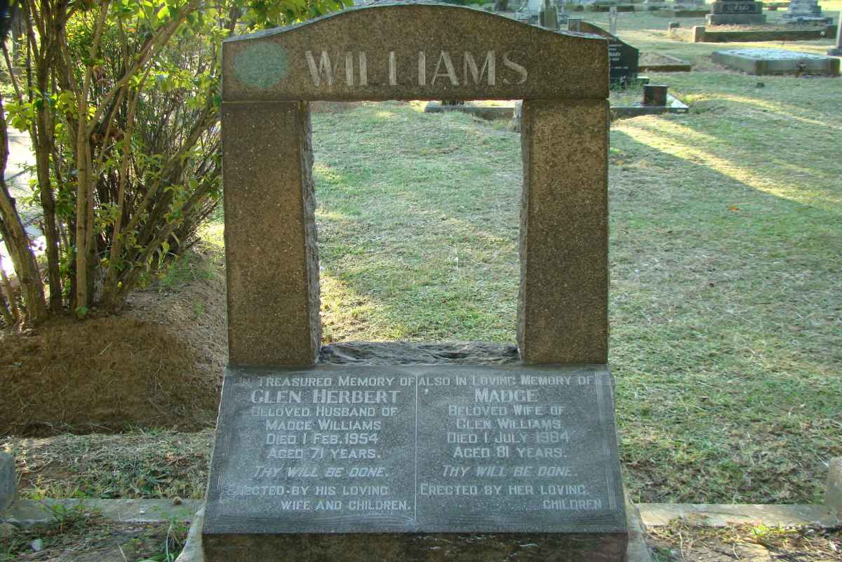 WILLIAMS Glen Herbert -1954 & Madge -1984