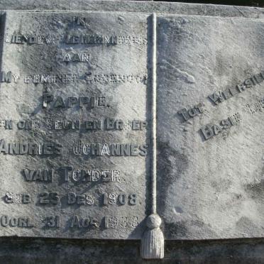 TONDER Andries Johannes, van 1908-1938