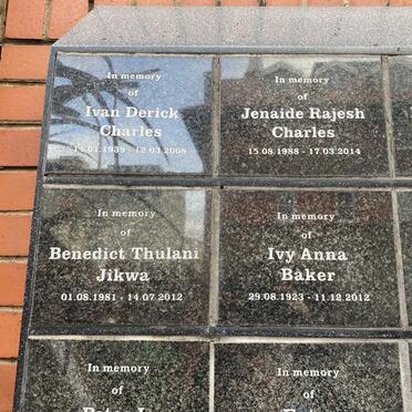 CHARLES Ivan Derick 1939-2008 :: CHARLES Jenaide Rajesh 1988-2014 :: JIKWA Benedict Thulani 1981-2012 :: BAKER Ivy Anna 1923-2012