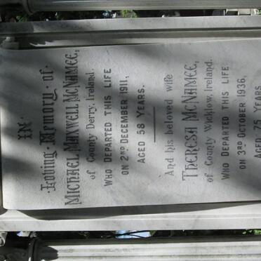 McNAMEE Michael Maxwell -1911 &amp; Theresa -1936