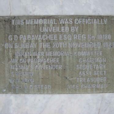 Plague unveiled 1983 by the Indian War Memorial Committee