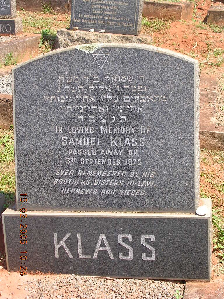 KLASS Samuel -1973