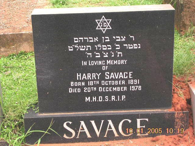 SAVAGE Harry 1891-1978