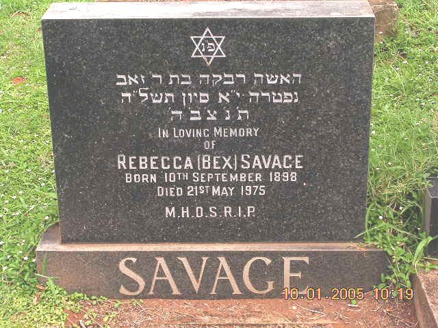 SAVAGE Rebecca 1898-1975